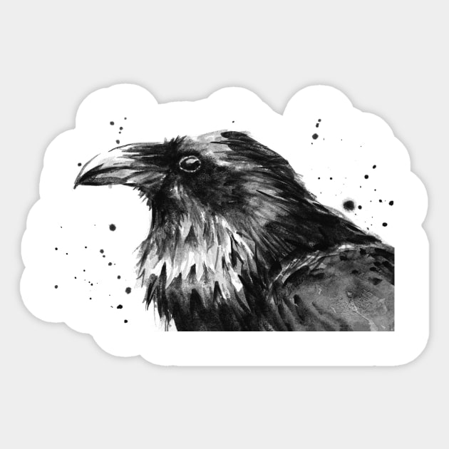 Raven Watercolor Sticker by Olechka